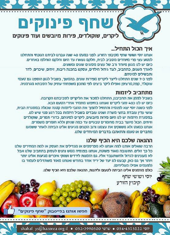 דף מידע שחף פינוקים